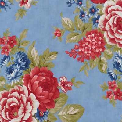 Belle Isle - Cabbage Roses - Sky 14920-14