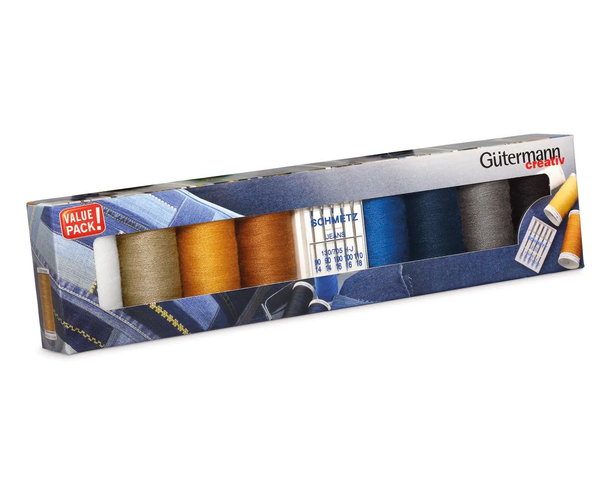 Gütermann trådsett denim 100m + Schmetz jeansnåler 734564