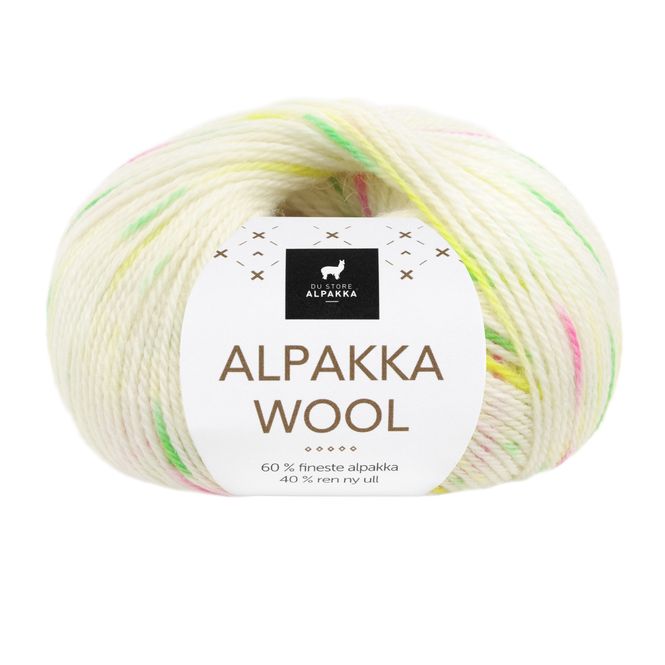 Hovedbilde Alpakka Wool - Hvit/neon print Frg: 569