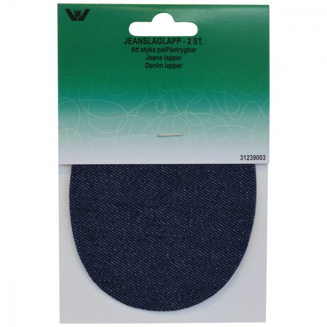 Hovedbilde Jeanslapper Oval 9x11,5cm - 2stk. Marine