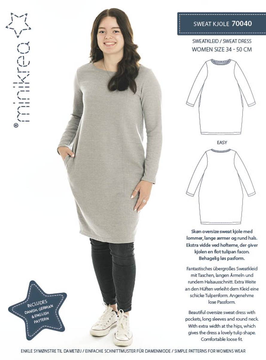 Minikrea sweatkjole 34-50 70040