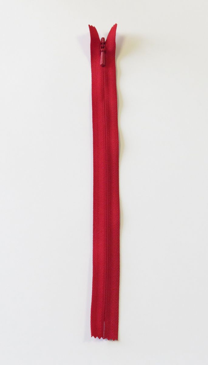 YKK 4MM USYNLIG, FAST Rød 23 CM