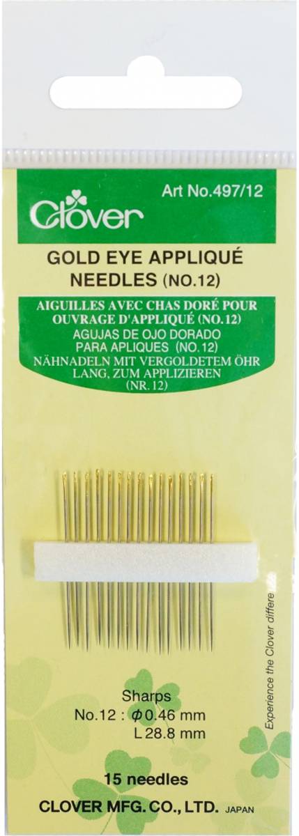 Golden Eye Applique Needles no 12 Clover 497/12