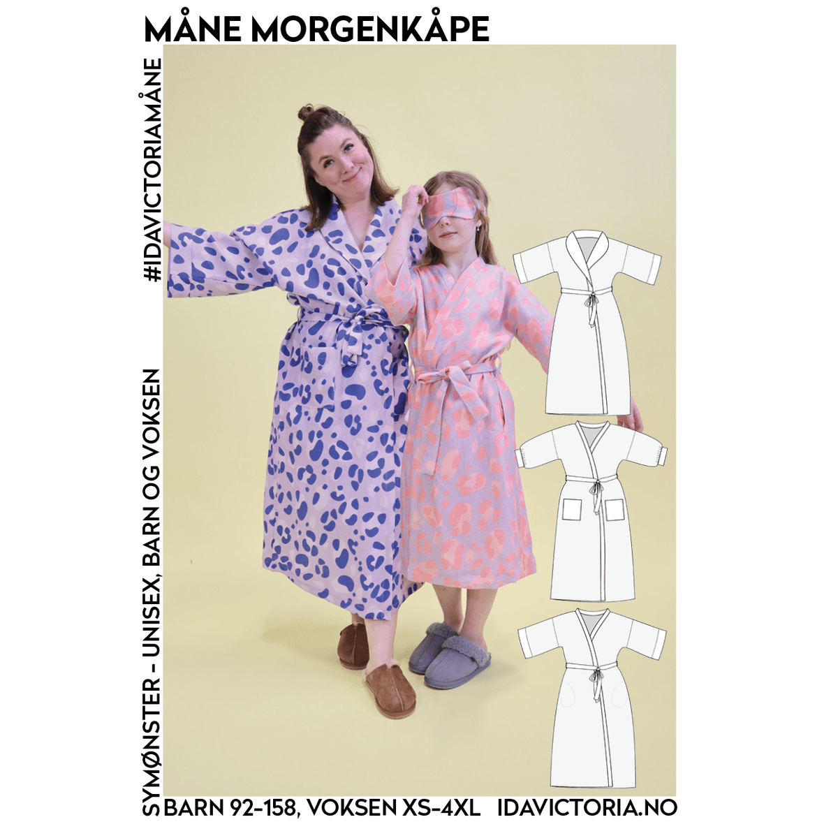 MÅNE MORGENKÅPE Barn 92-158, Voksen xs-4xl