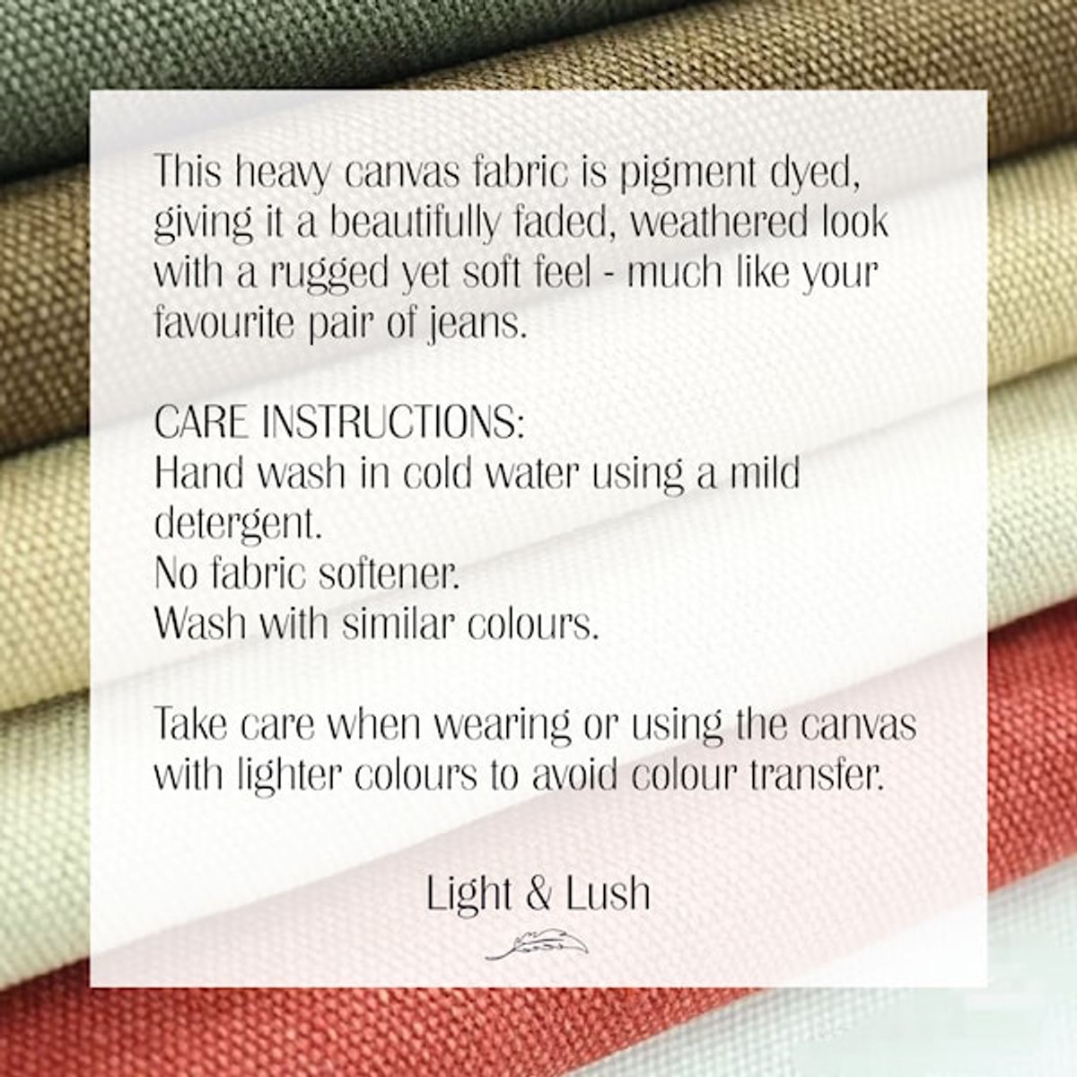 Light & Lush Heavy Washed Canvas,Lys natur