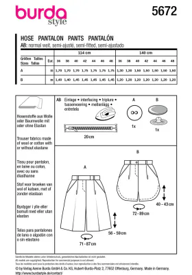 5672 - Burda - Shorts, 2 lengder