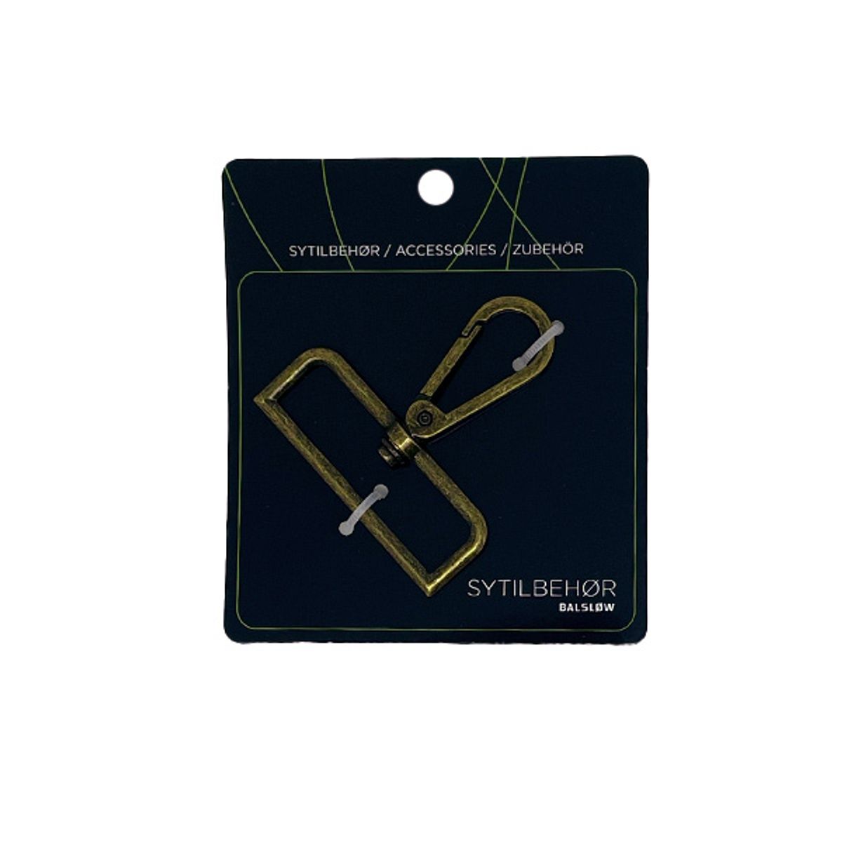 Karabinkrok med dreieledd 50mm børstet messing