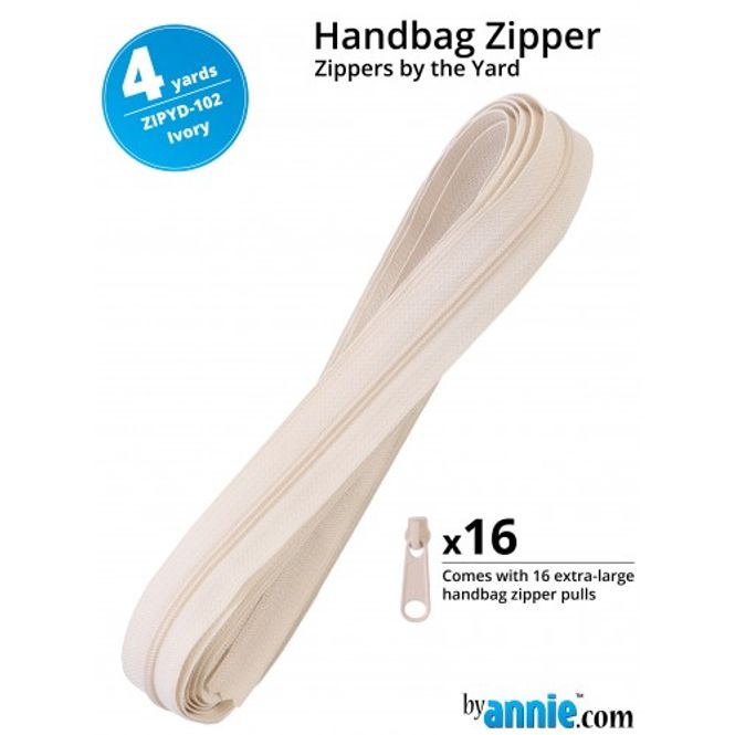 Hovedbilde Zippers by the Yard, 16stk glidere - Ivory