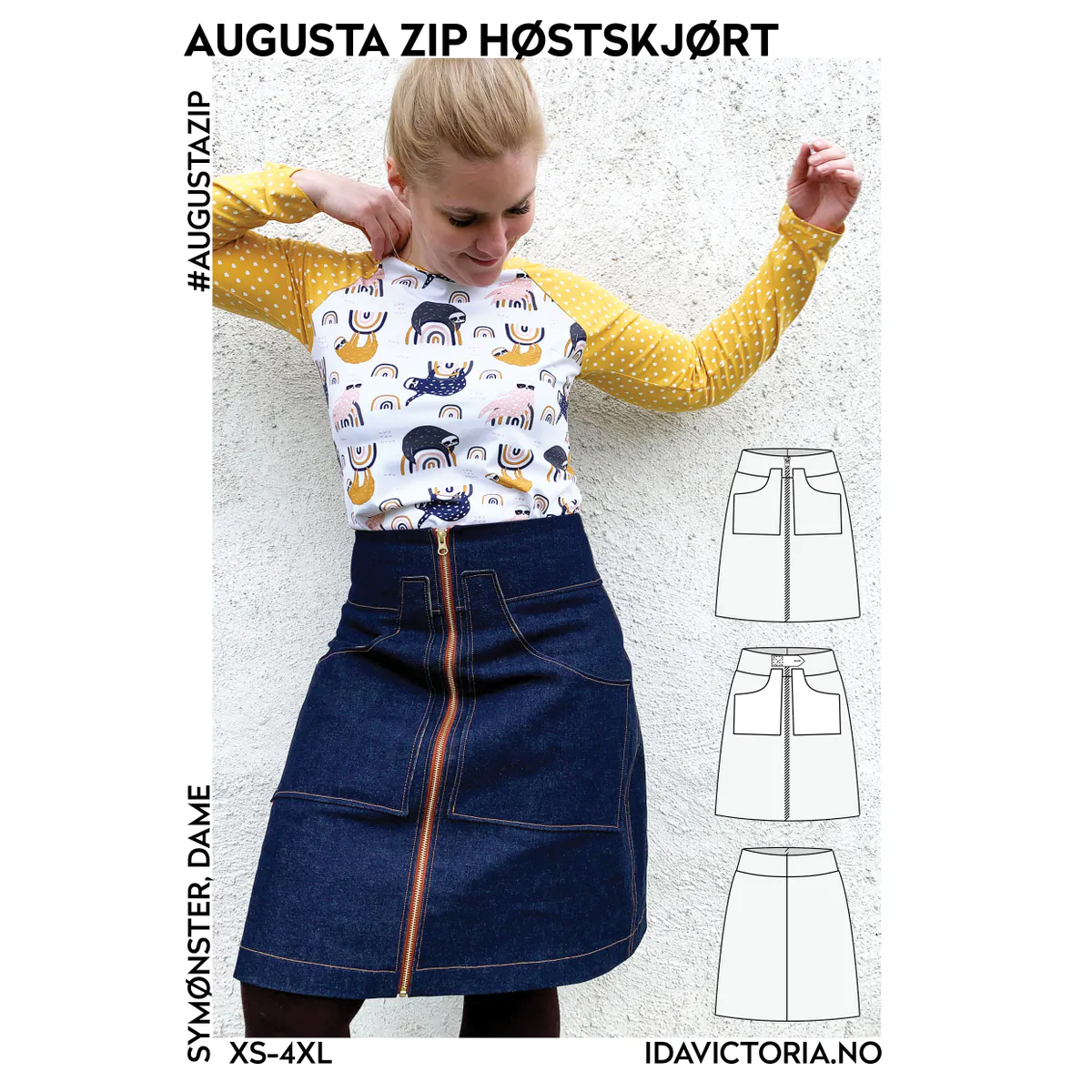 AUGUSTA ZIP HØSTSKJØRT str. xs-4xl