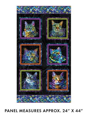Benartex Cat Artistry Panel Black/Multi - Panel