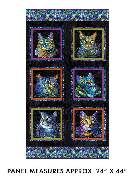 Hovedbilde Benartex Cat Artistry Panel Black/Multi - Panel