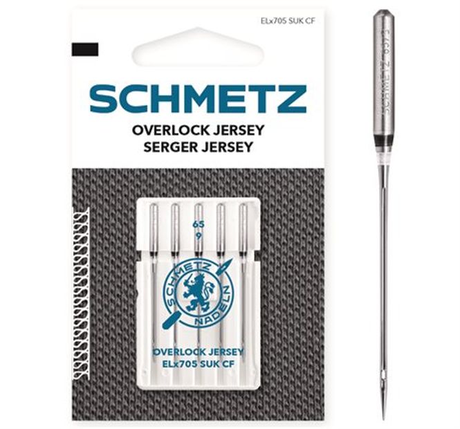 Hovedbilde (23F6A) Schmetz ELx705 SUK CF jersey Crom 65/9 5stk nåler