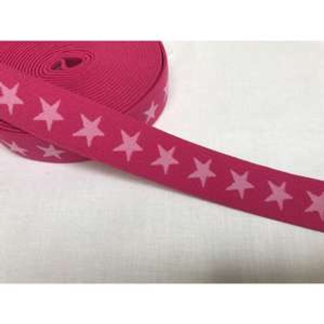 Hovedbilde Elastikk med stjerne, 30mm, Rosa